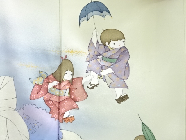 JAPANESE KIMONO / ANTIQUE KIMONO / SILK / HYDRANGEA & KIDS / ARTIST WORK